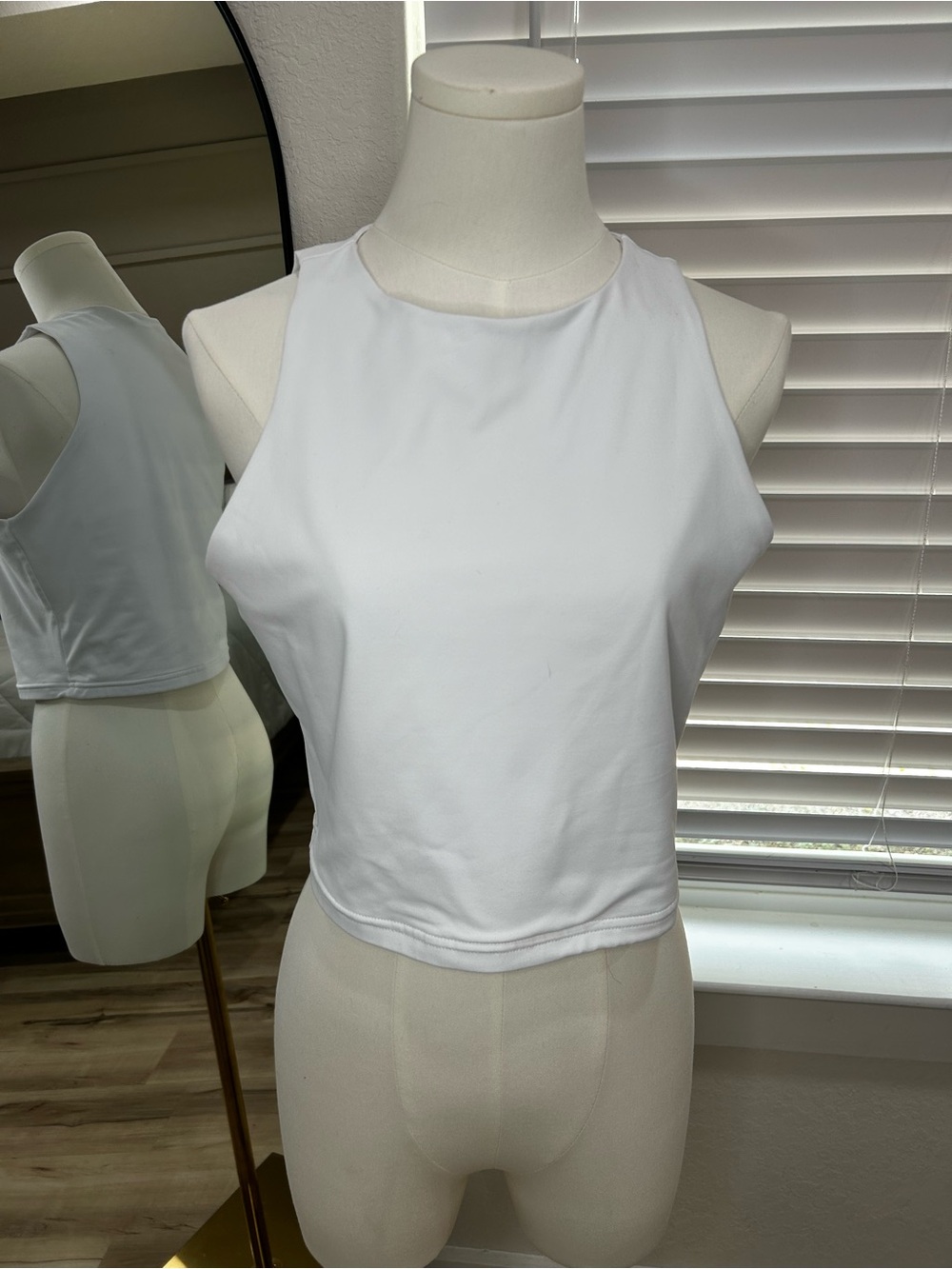 ReoRia White Racer Crop Tank